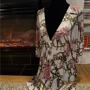 Elegant Floral Chain Print Mini Dress